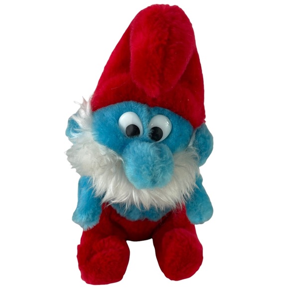 Vintage Papa Smurf Beanie Plush 6” Peyto Wallace Bernie & Co 1981 1980s Stuffed - Picture 6 of 9